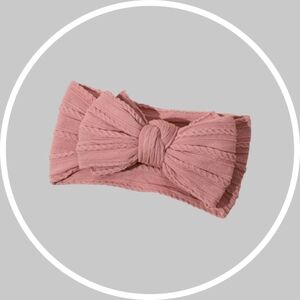 Boho Baby Girl Toddler Bowknot Headband Solid Ribbed Nylon Kid's Hairband Pink